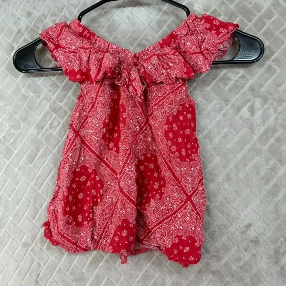 Oshkosh B'gosh Girls 6 Tank Top Red Paisley Bandana Ruffle A Line